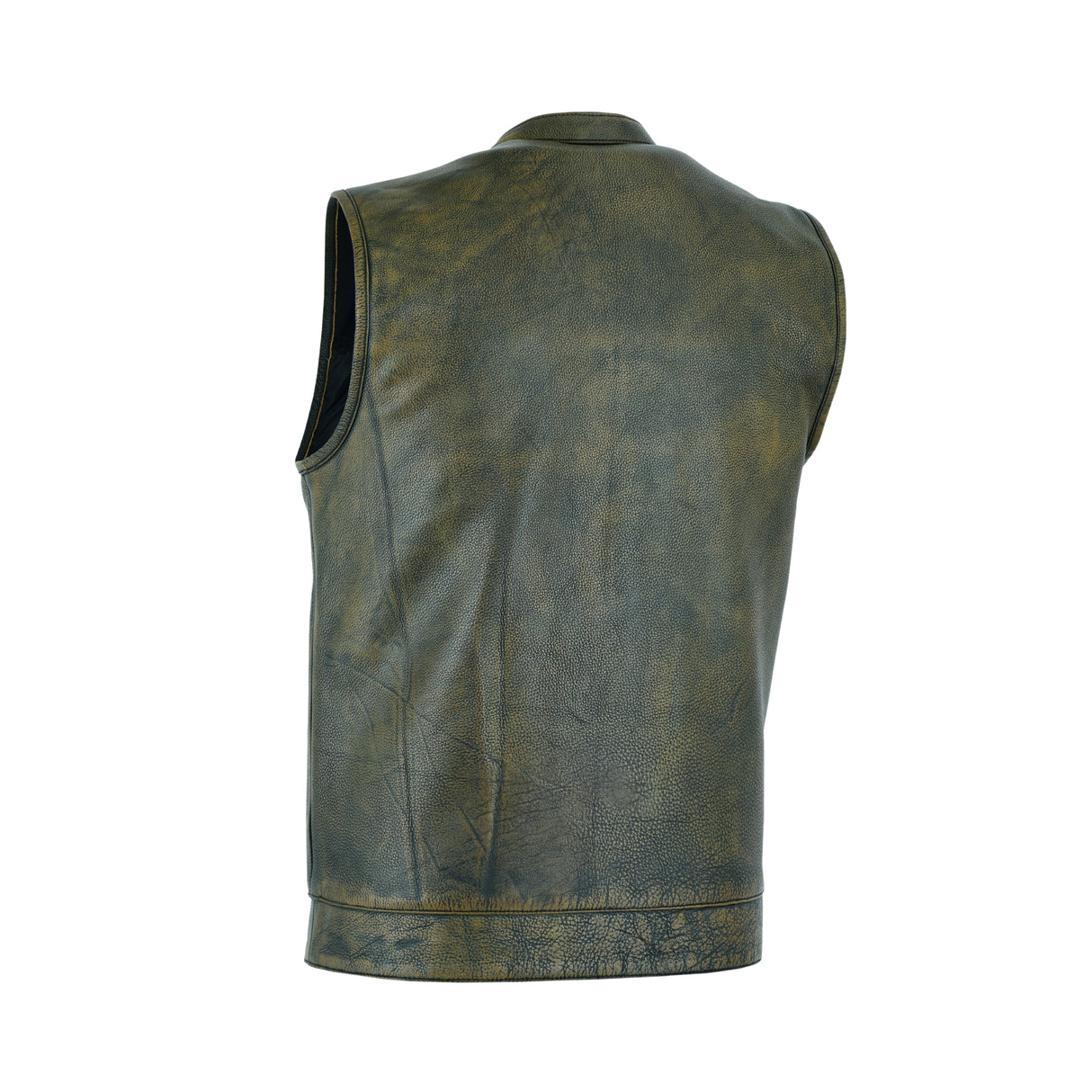 Men's Club Style Motorcycle BEIGE BROWN Leather Vest