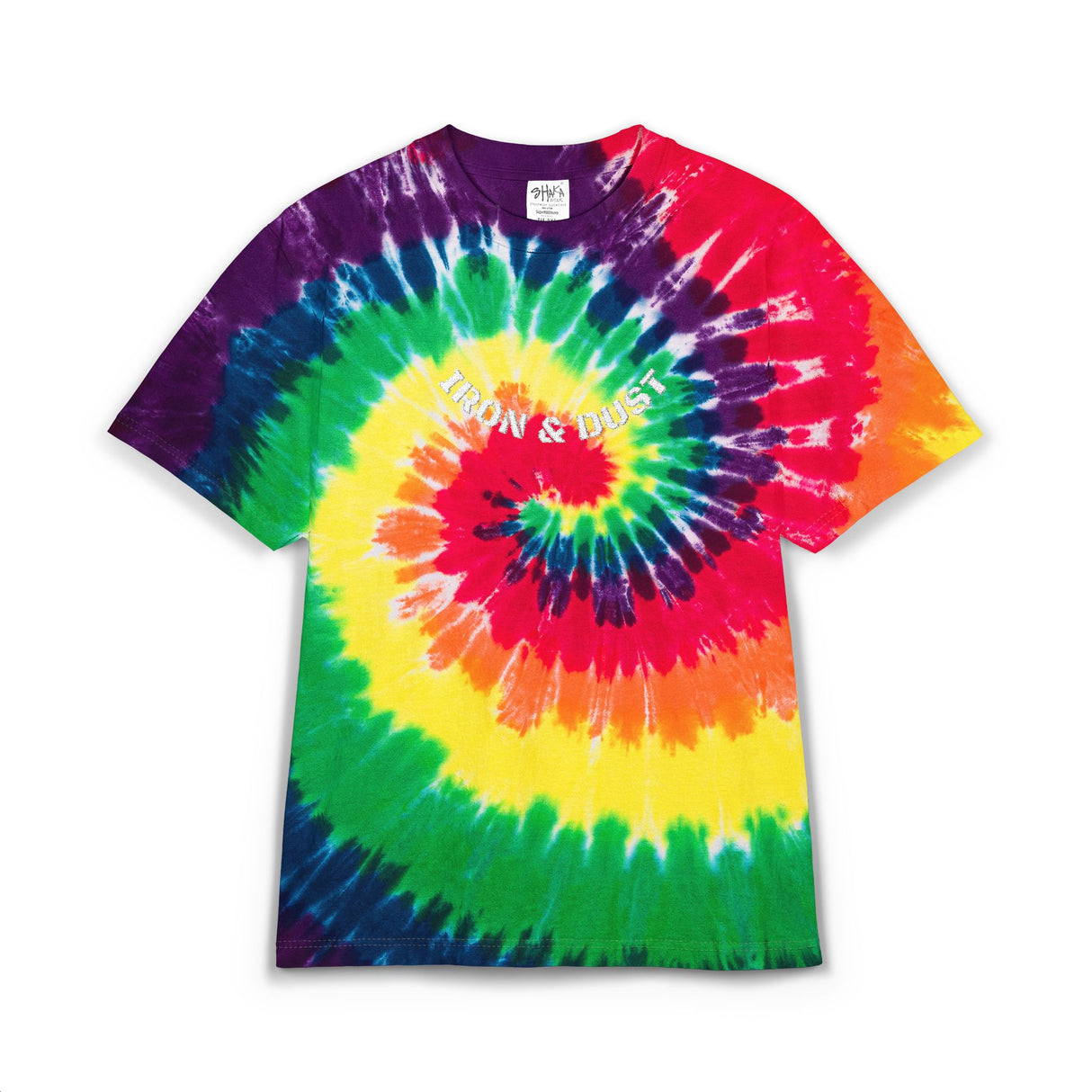 Tie-Dye Spiral Tee — Embroidered "Vibes & Love" Oversized T-Shirt