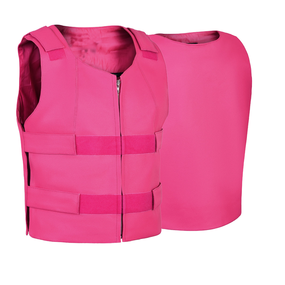 Women’s Hot Pink Bulletproof Style Leather Motorcycle Vest – Biker Club Tactical Vest
