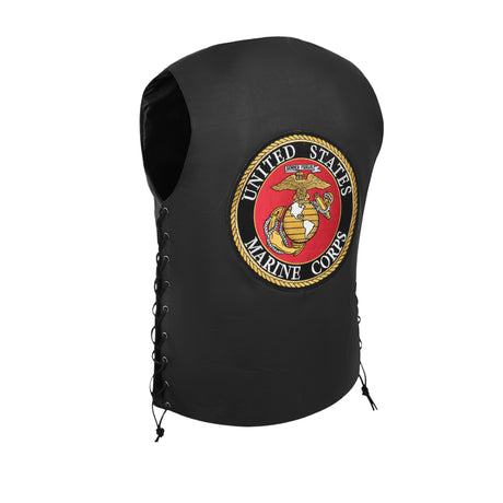 Marine Black Men's Genuine 7 Pocket Motorcycle Biker Leather Vest