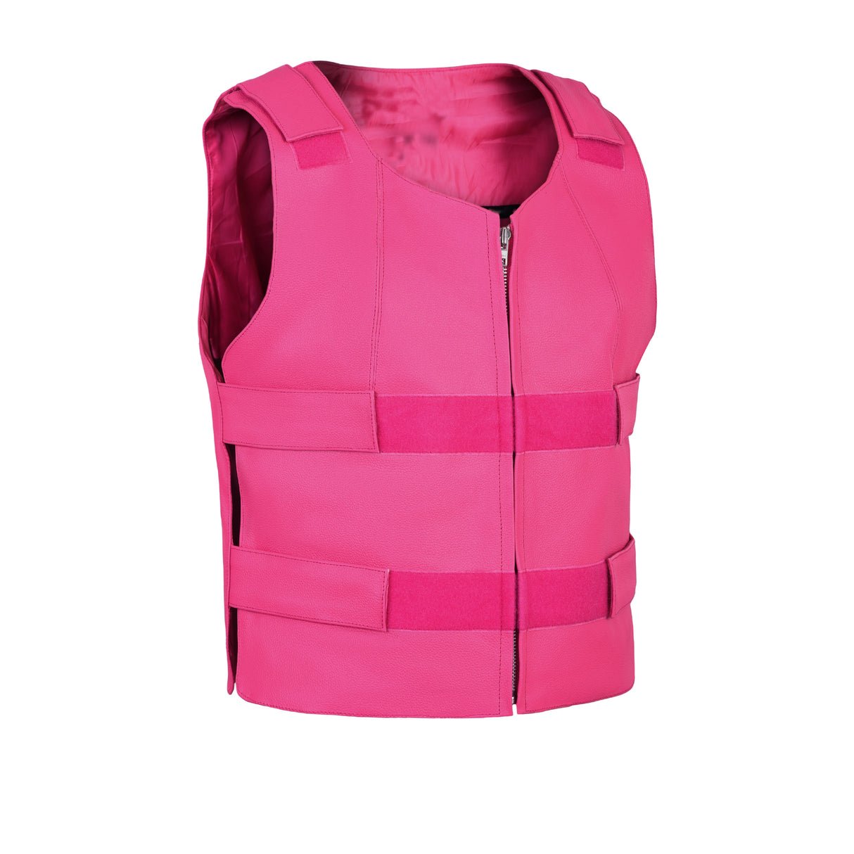 Women’s Hot Pink Bulletproof Style Leather Motorcycle Vest – Biker Club Tactical Vest