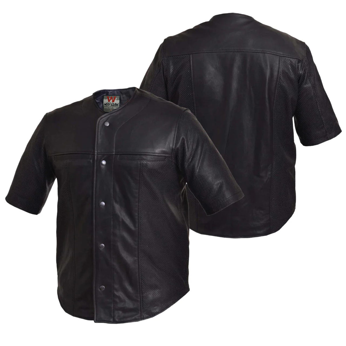 Summer Sporty Perforated half Sleeve Leather Shirt