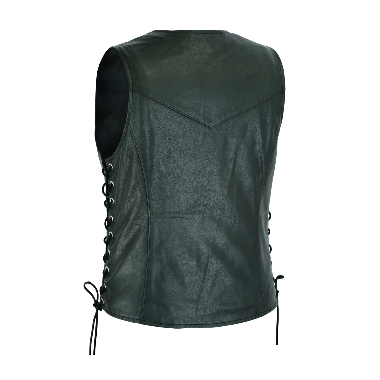 WCWV15841NKD Naked Women's Lace up side leather motorcycle vest