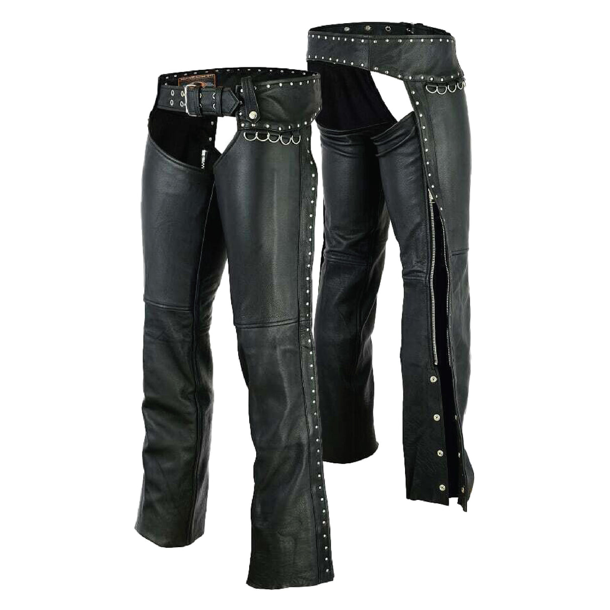 Low rise Ladies Motorcycle Leather Chaps Studded Women Biker