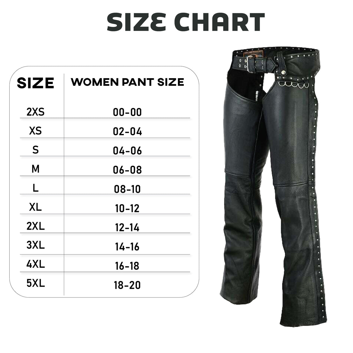 Low rise Ladies Motorcycle Leather Chaps Studded Women Biker
