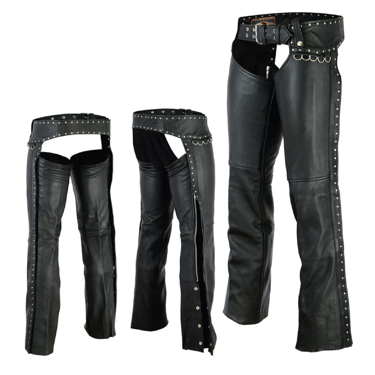 Low rise Ladies Motorcycle Leather Chaps Studded Women Biker