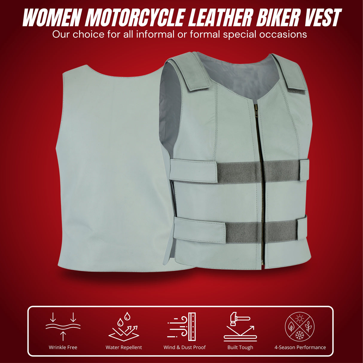 WCWV54941Gray Bulletproof Leather Vest motorcycle
