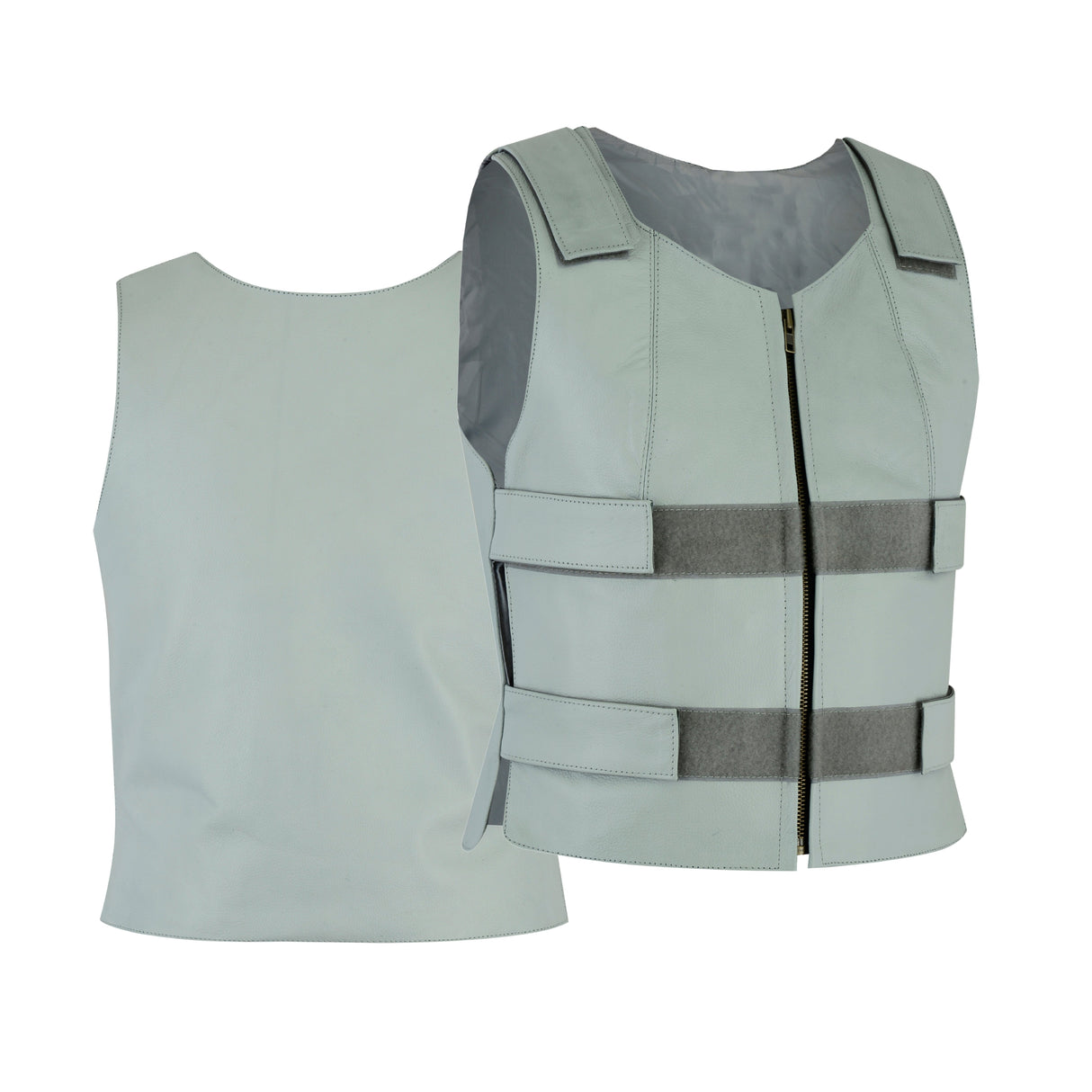 WCWV54941Gray Bulletproof Leather Vest motorcycle