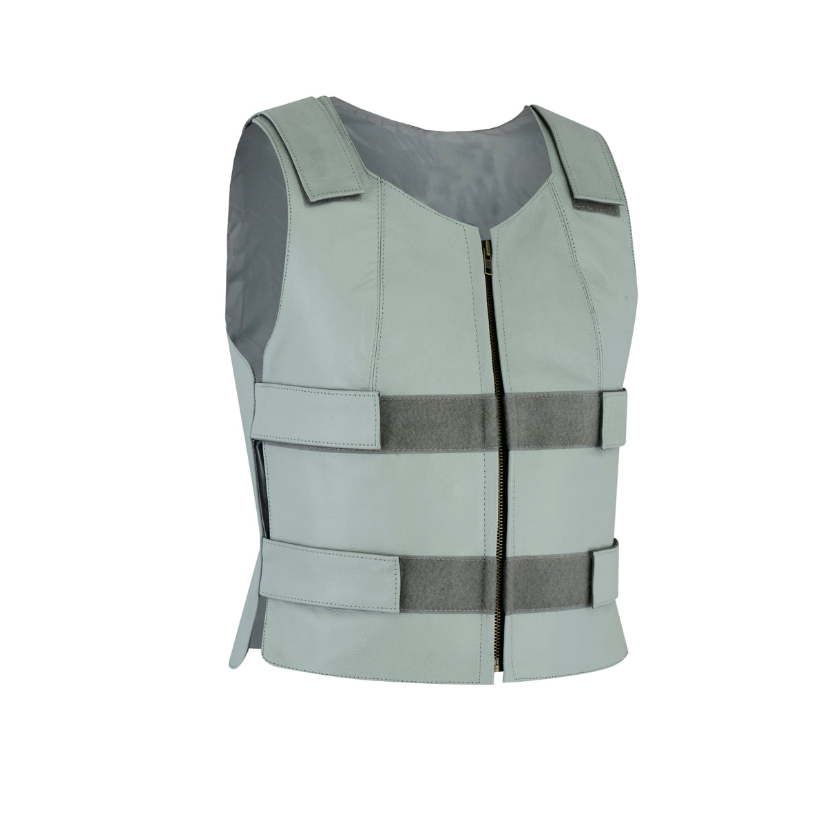 WCWV54941Gray Bulletproof Leather Vest motorcycle