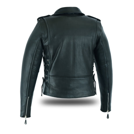 Women's Full Length Motorcycle Side Lace Ammo Pocket Jacket