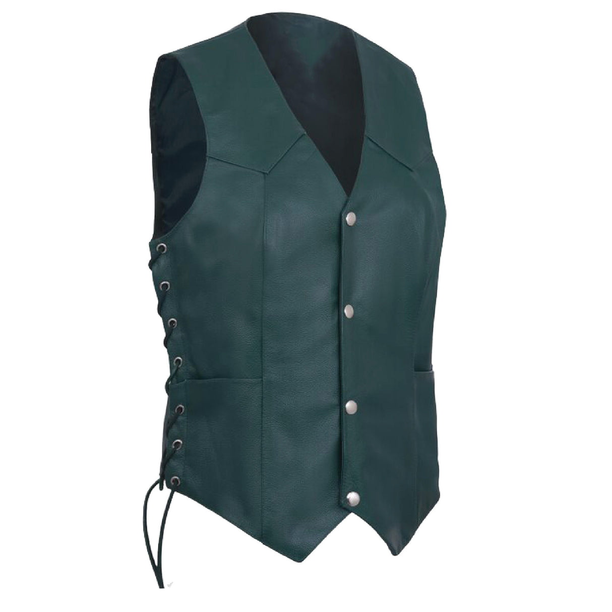 Women motorcycle HUNTER GREEN Leather Vest Biker Club Conceal Carry