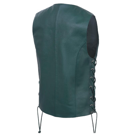 Women motorcycle HUNTER GREEN Leather Vest Biker Club Conceal Carry