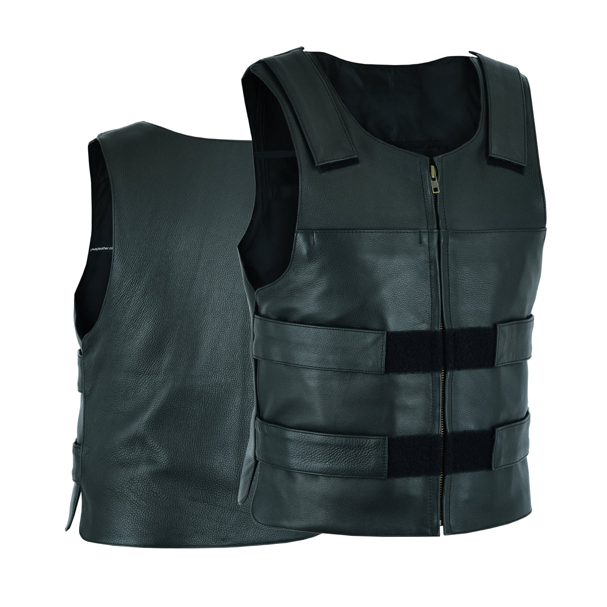 BLACK Men Bullet Proof style Leather Motorcycle Vest for bikers Club Tactical Vest