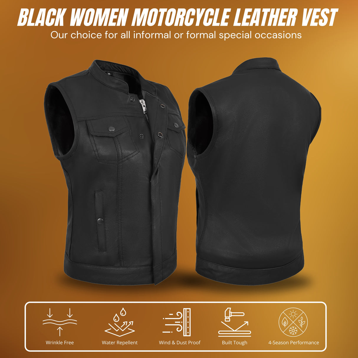 WCWV61541LAMB Women Black Vest made of Lamb Leather