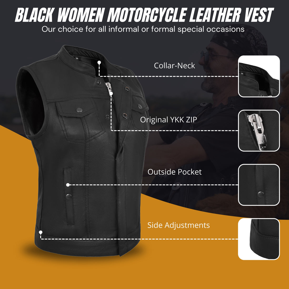 WCWV61541LAMB Women Black Vest made of Lamb Leather