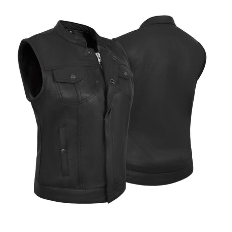 WCWV61541LAMB Women Black Vest made of Lamb Leather