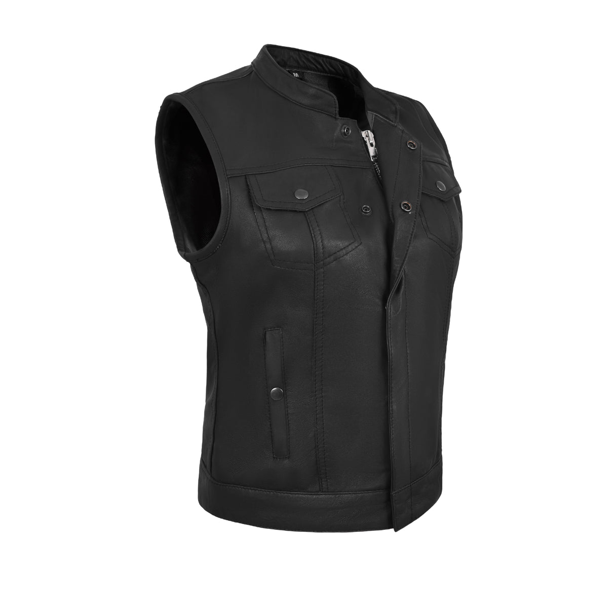 WCWV61541LAMB Women Black Vest made of Lamb Leather
