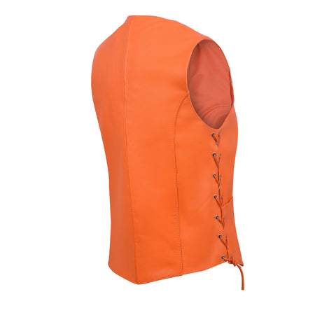 Women's Orange Motorcycle Leather Vest
