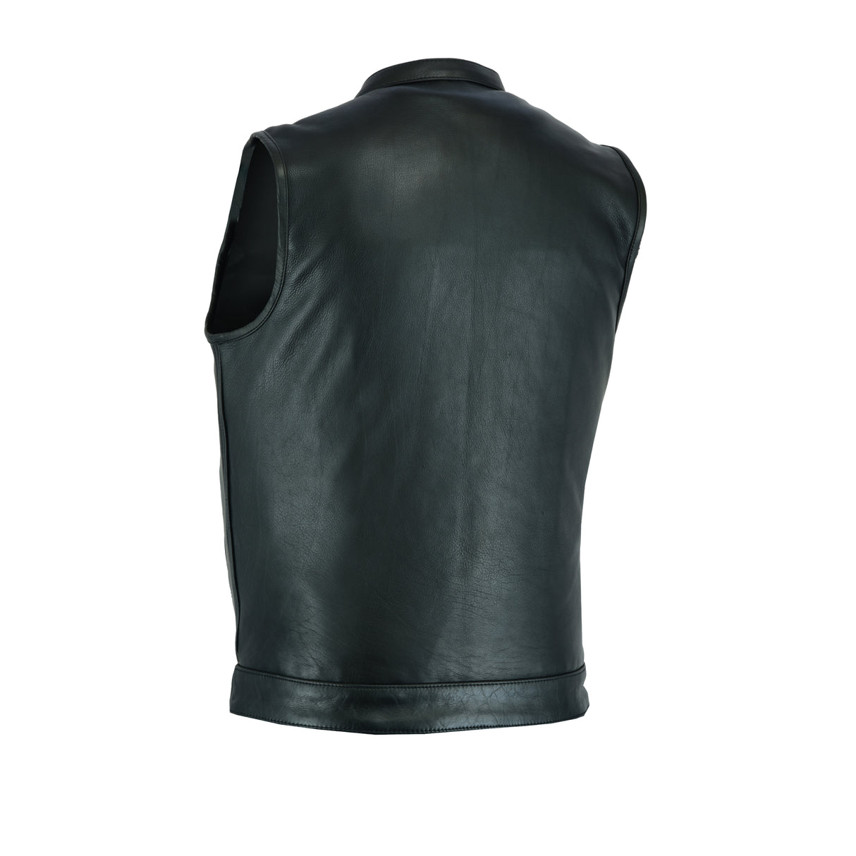 Men's Black Outlaw Leather Club Zipper/Snap Inside Gun Pockets Leather Vest