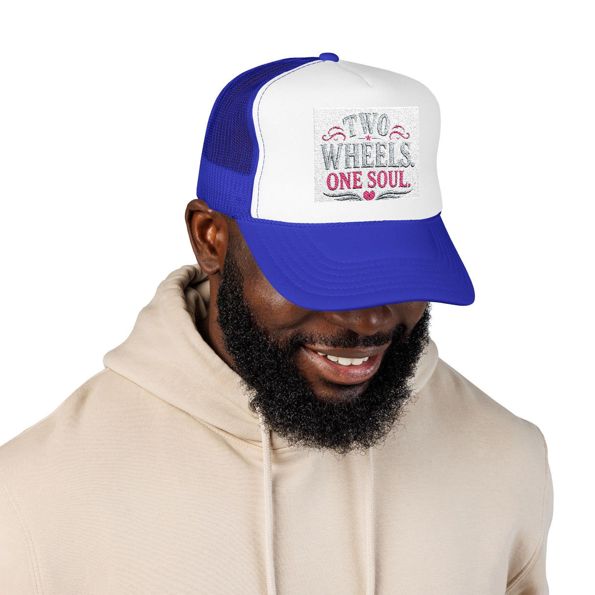 Trucker Hat – Two Wheels One Soul Motorcycle Foam Cap Printify