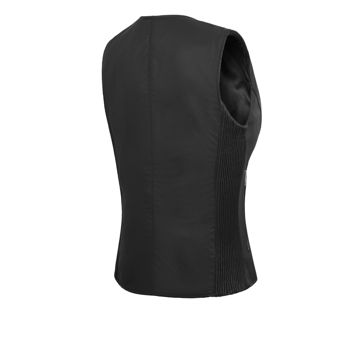 Women’s Black Lamb Leather Vest with Side Stretch Soft & Stylish