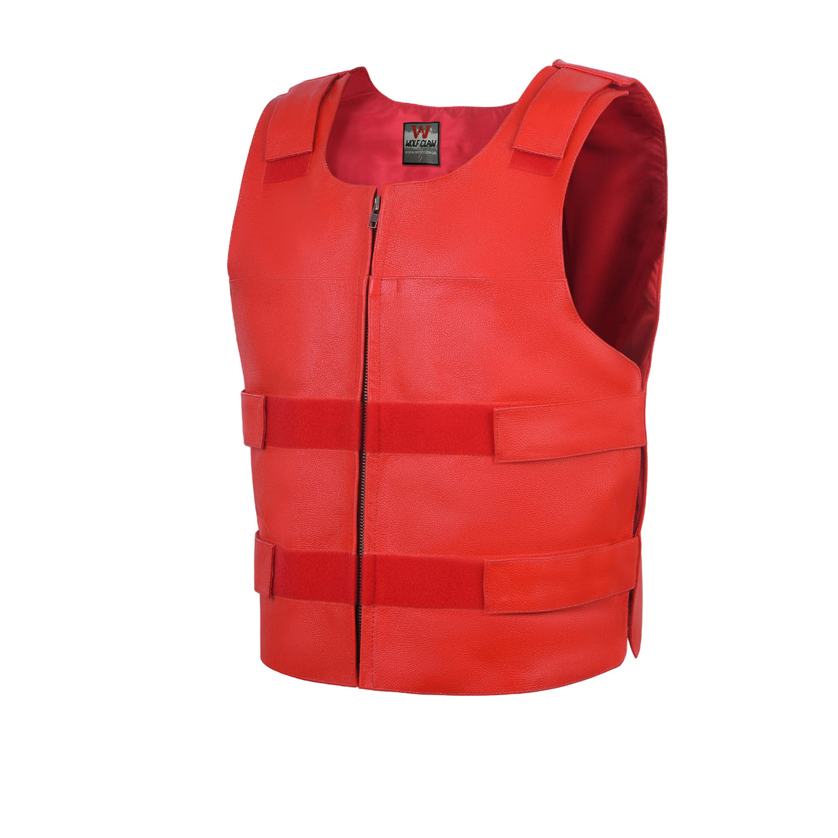 Men Red Bullet Proof Style Leather Vest for Bikers Clubs.