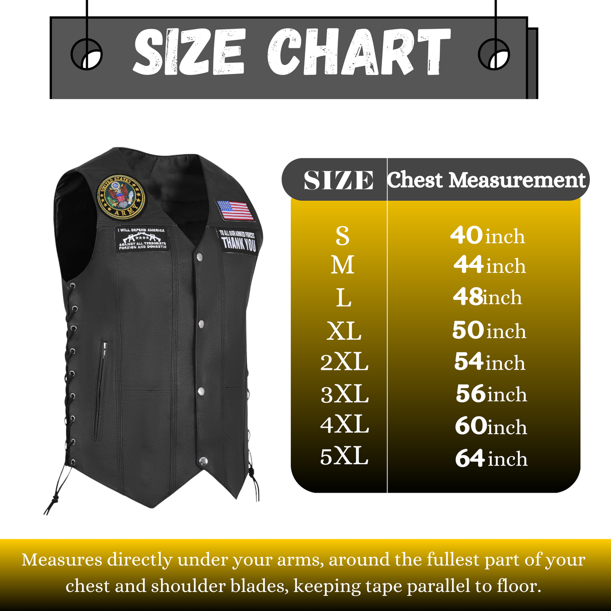 Army Black Men's Genuine 7 Pocket Motorcycle Biker Leather Vest
