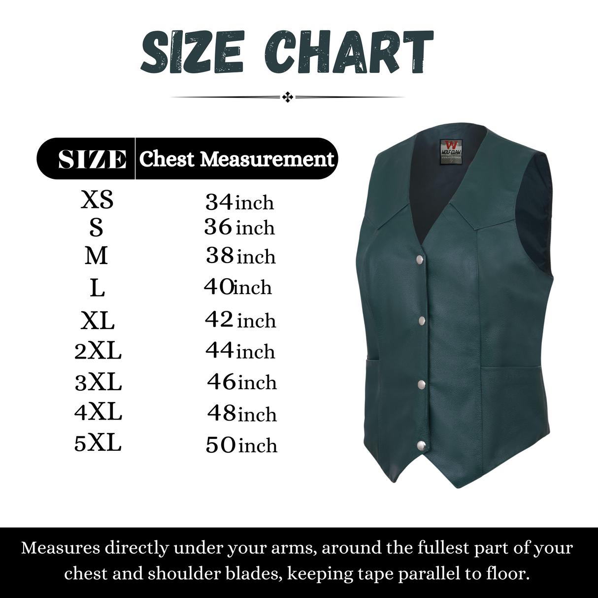 Ladies Women soft green leather biker motorcycle vest concealed carry style
