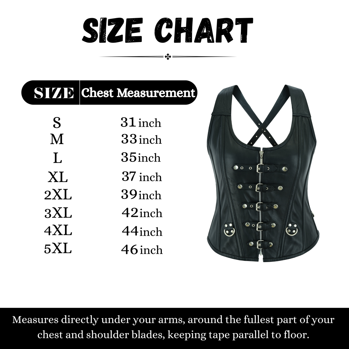 WCWV77041BLACK Bustier Halter Shoulder Straps Women's Steel Boned Gothic Punk Rock with Buckles Steampunk Corset Top Genuine Leather Clubwear