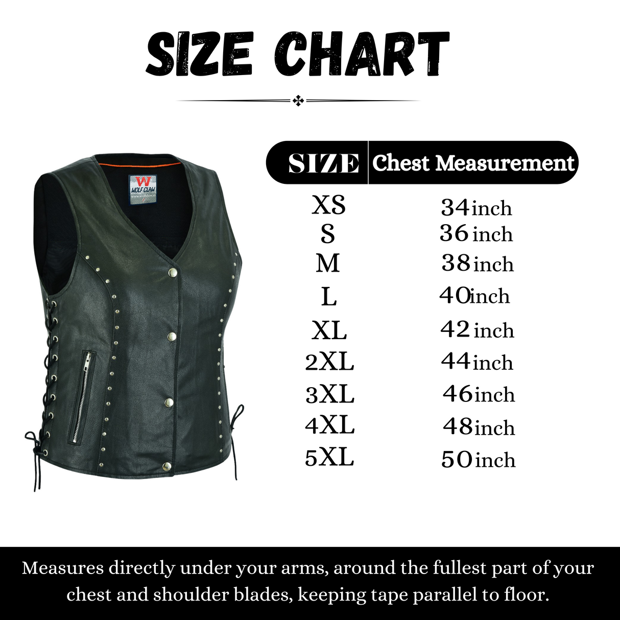 WCWV15841NKD Naked Women's Lace up side leather motorcycle vest