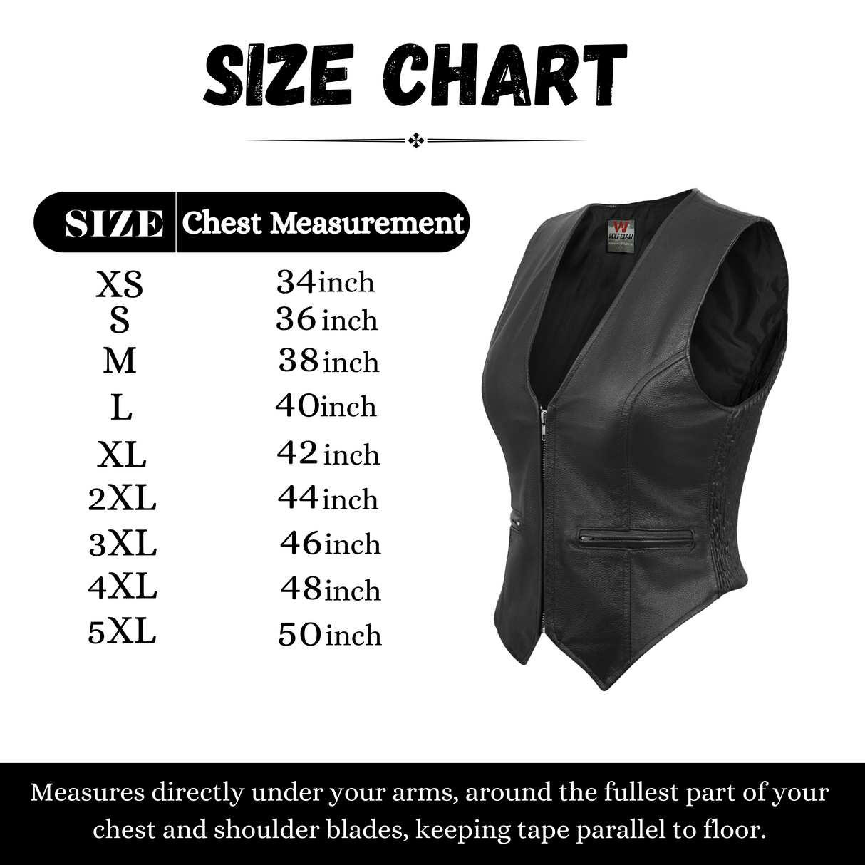 WCWV53541SPT Women rib stretch zipper front leather vest