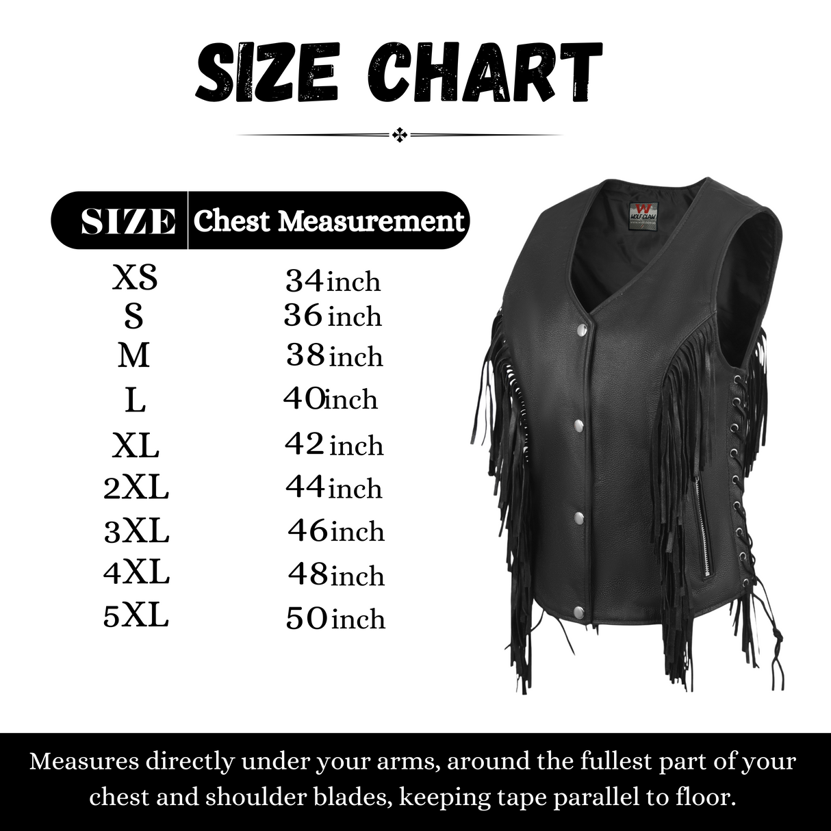 WCWV85841FRINGE WOMEN SIDE LACE VEST M/O BUFFALO LEATHER BLACK