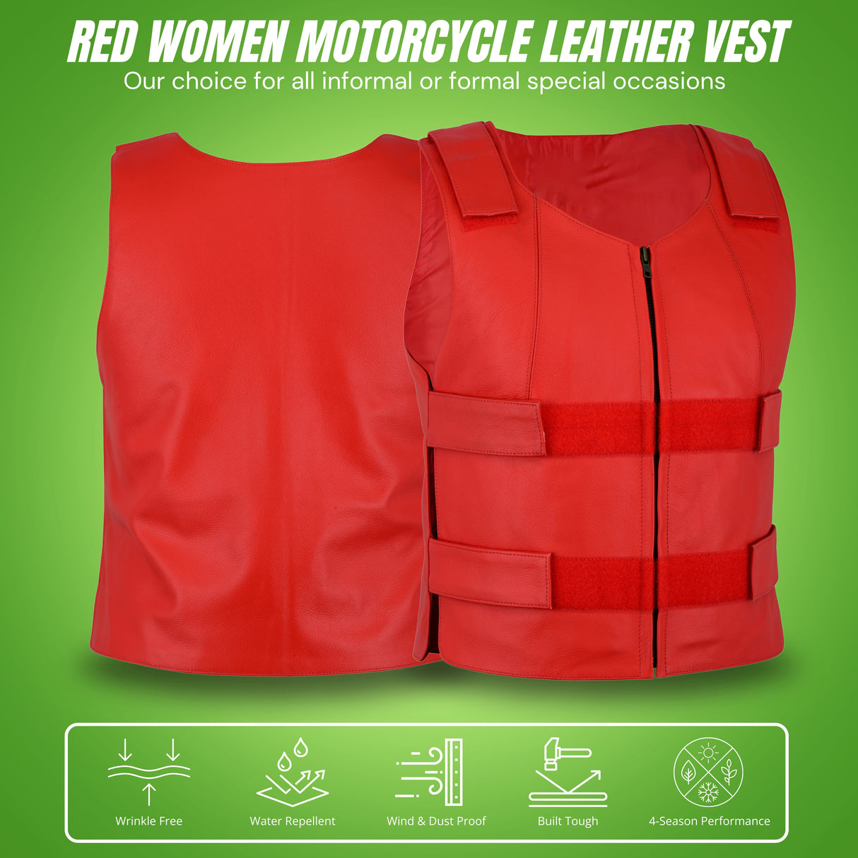 Ladies Red bulletproof style leather vest - Police vest