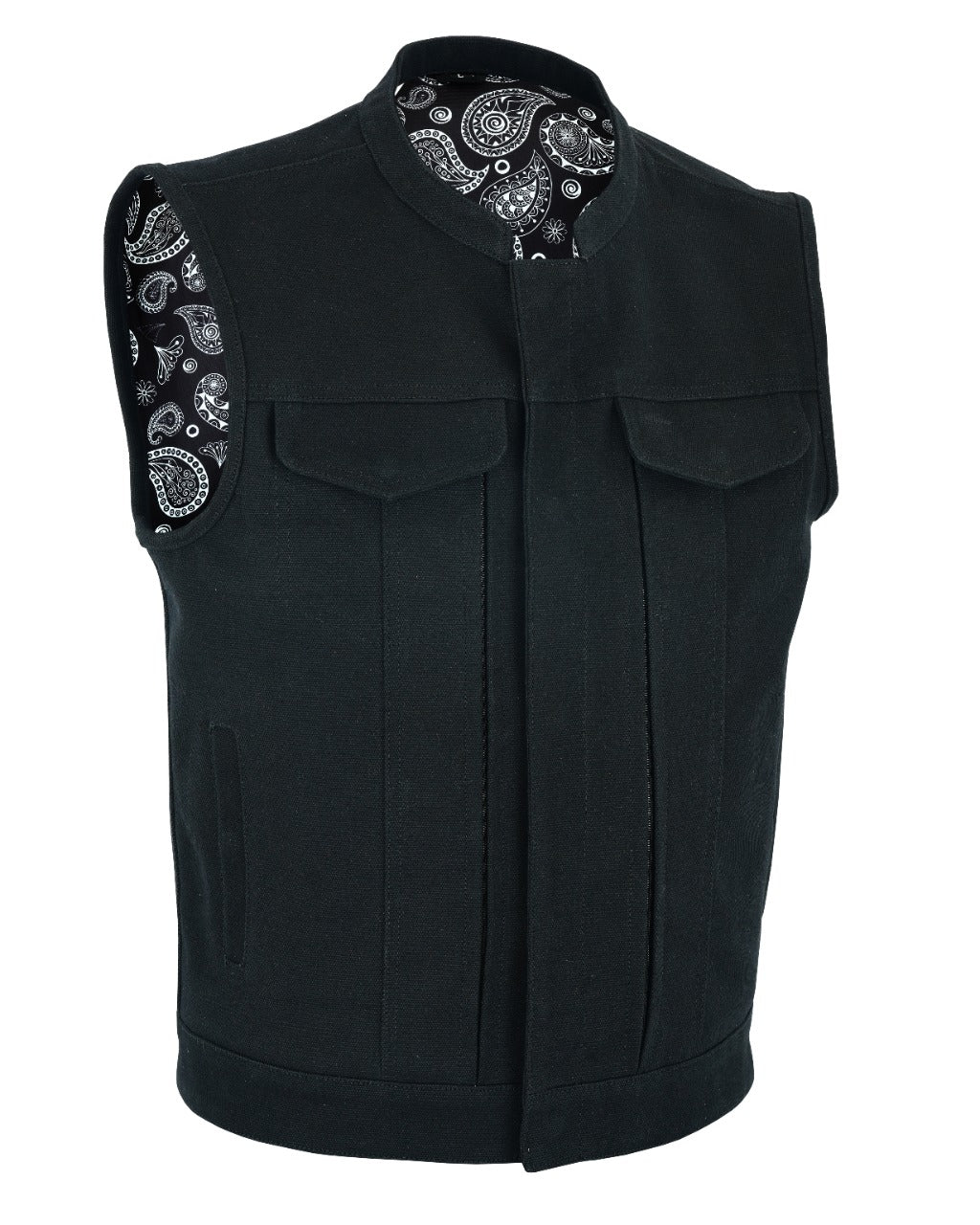Men's Motorcycle Canvas Vest with Concealed Carry Pockets – Highland V2 - Men Leather Vests - Product View 5
