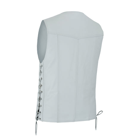 Men's White Side Lace Leather Traditional style Vest.