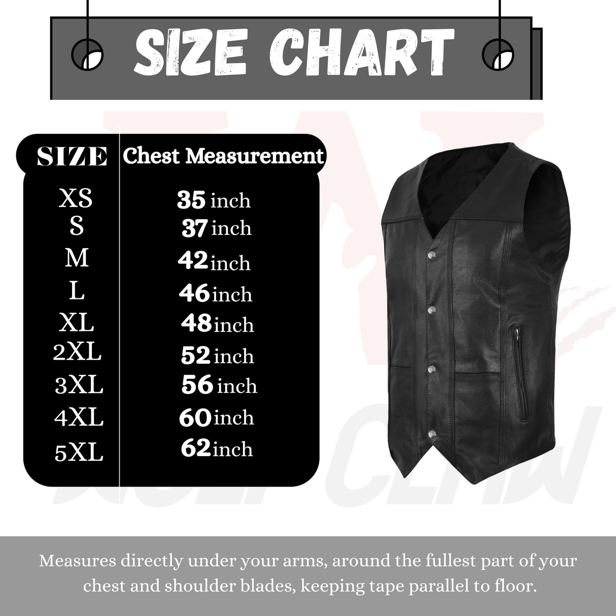 Men's Black Leather Classic V-Neck Motorcycle Rider Vest