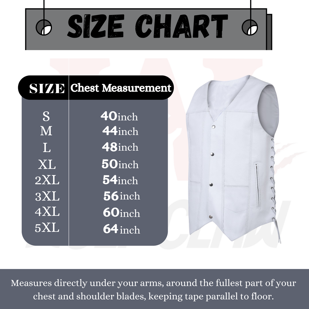 Men's Genuine White Leather 7 Pockets Motorcycle Biker Vest ANARCHY White SOA