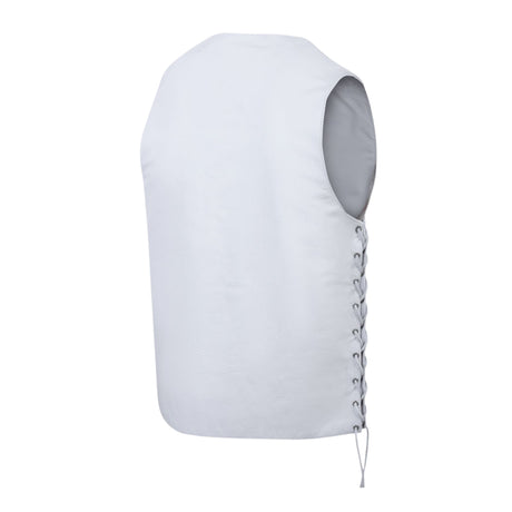 Men's Genuine White Leather 7 Pockets Motorcycle Biker Vest ANARCHY White SOA