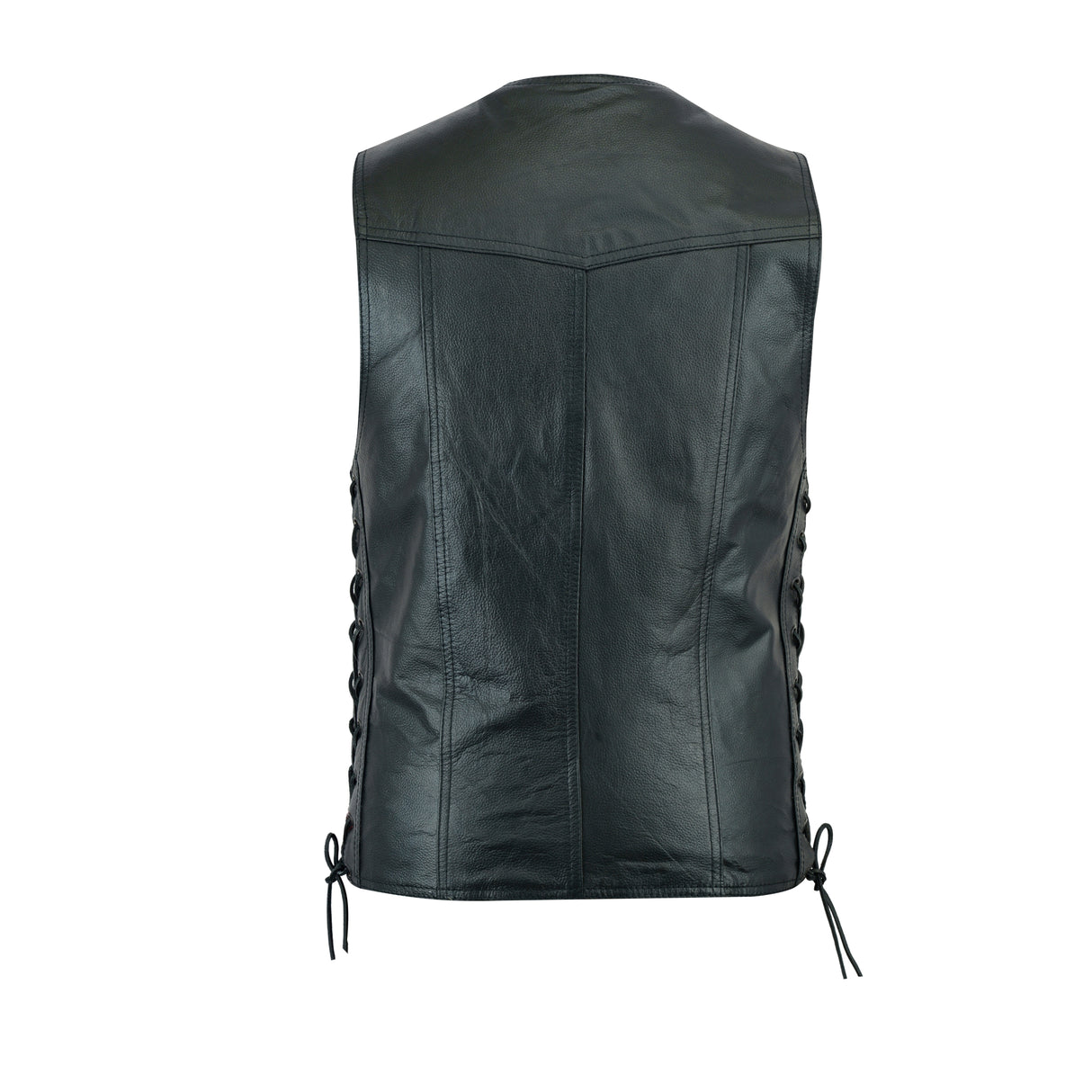 Men's Classic Side Lace, Gun Pockets Motorcycle Leather Vest.