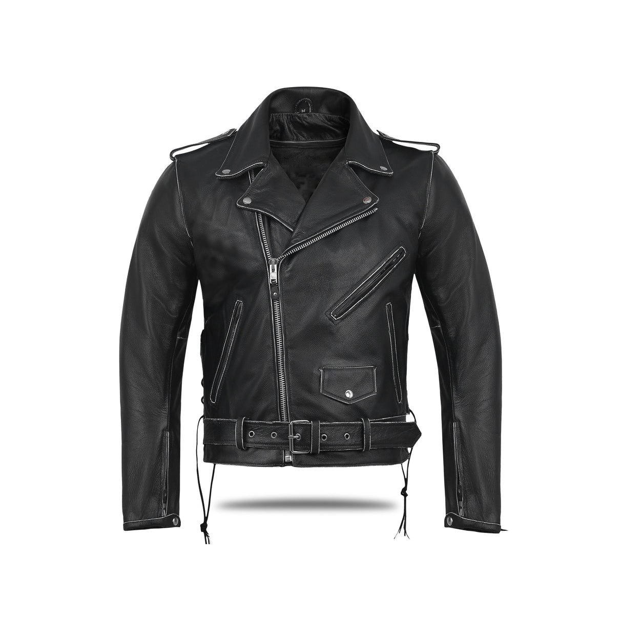 OLDSCHOOL New Old School Police Style Motorcycle Leather Jacket 2 Ammo pocket