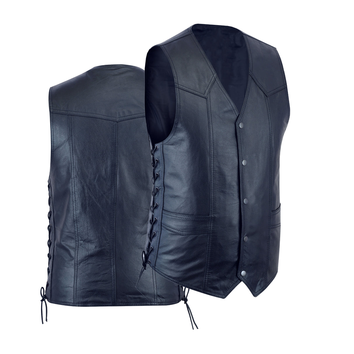 Men's Knight Dark Blue Side Lace Club Color Gun Leather Vest.