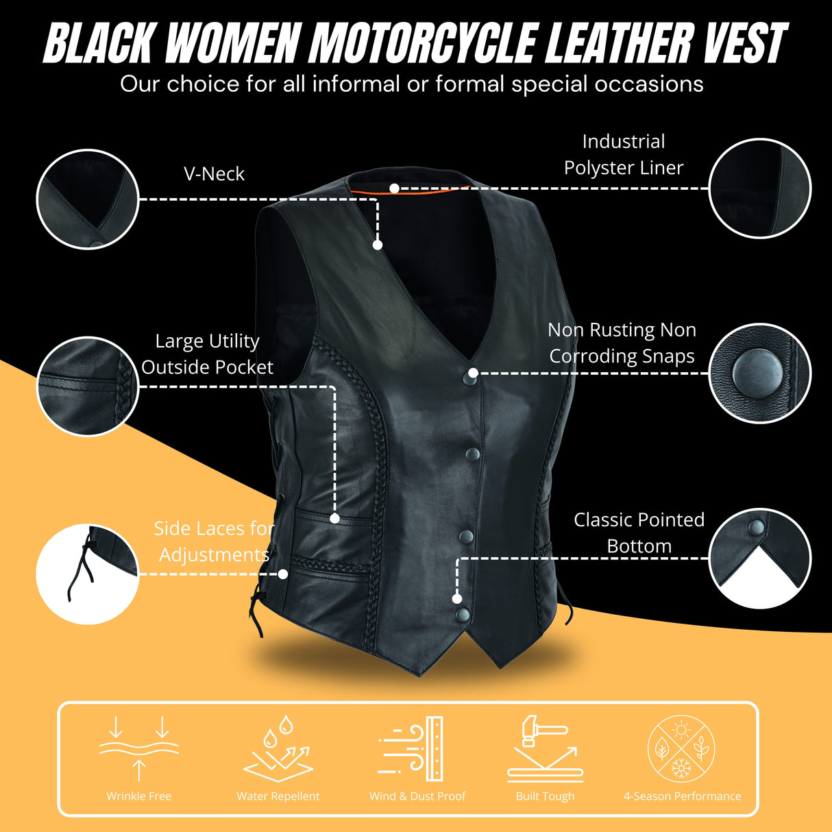 Women Braid and lace up side Vest The Classic