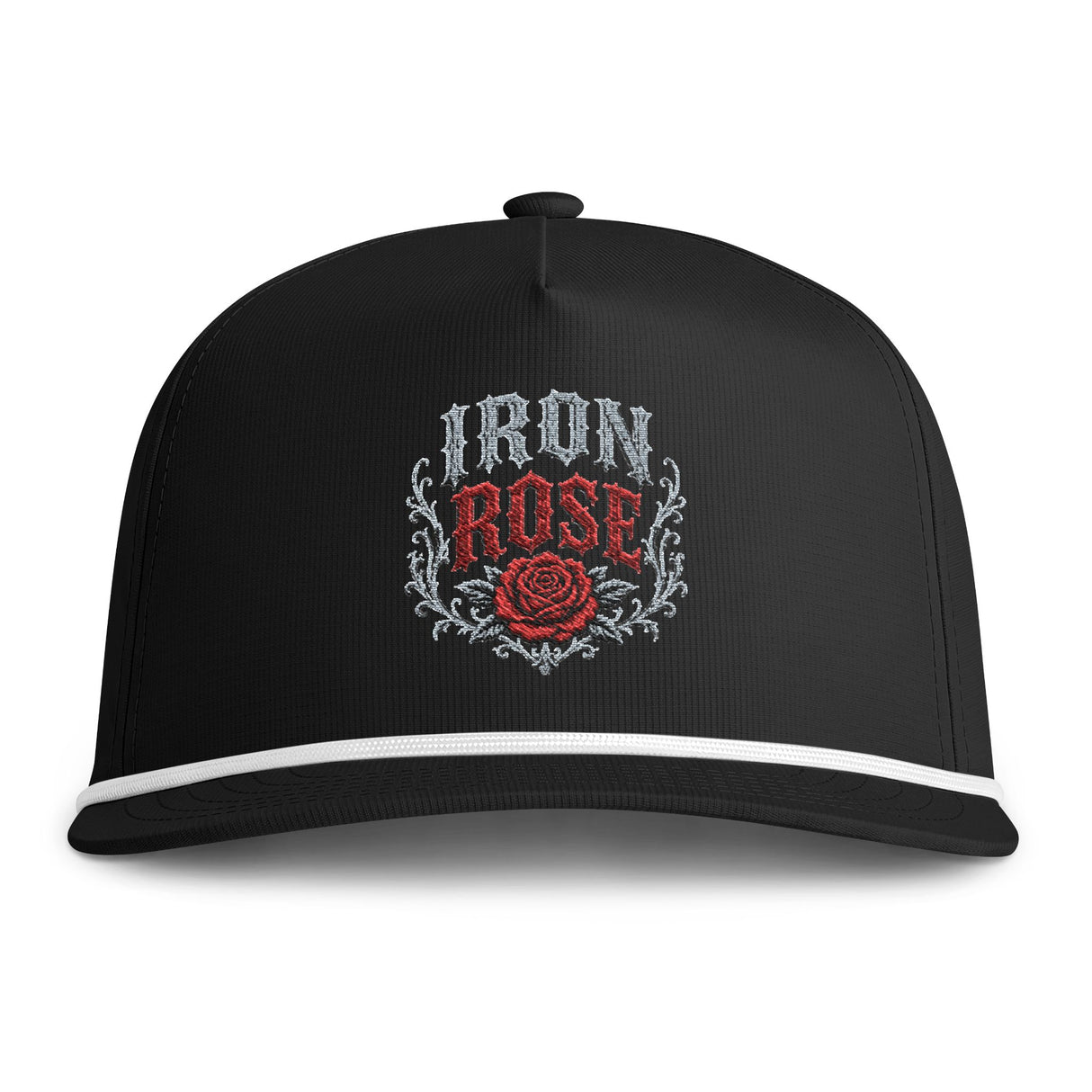 Embroidered "Iron Rose" Rope Cap — Vintage Floral Trucker Hat