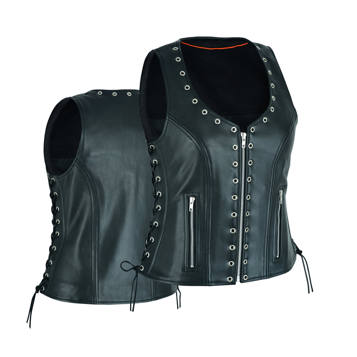 WCWV28641 Eyelet Women's Eyelet Leather Vest - Longer Length