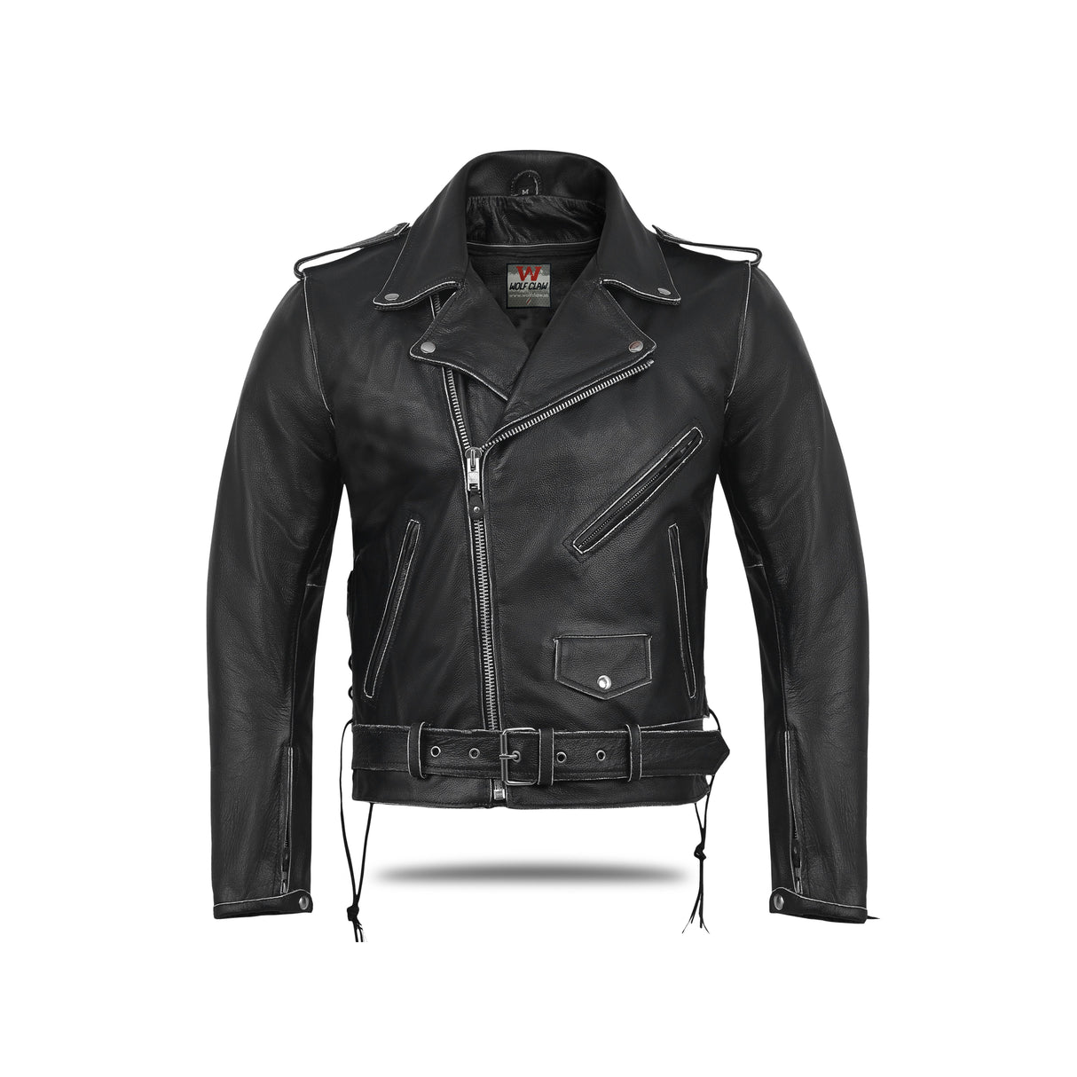 OLDSCHOOL New Old School Police Style Motorcycle Leather Jacket 2 Ammo pocket