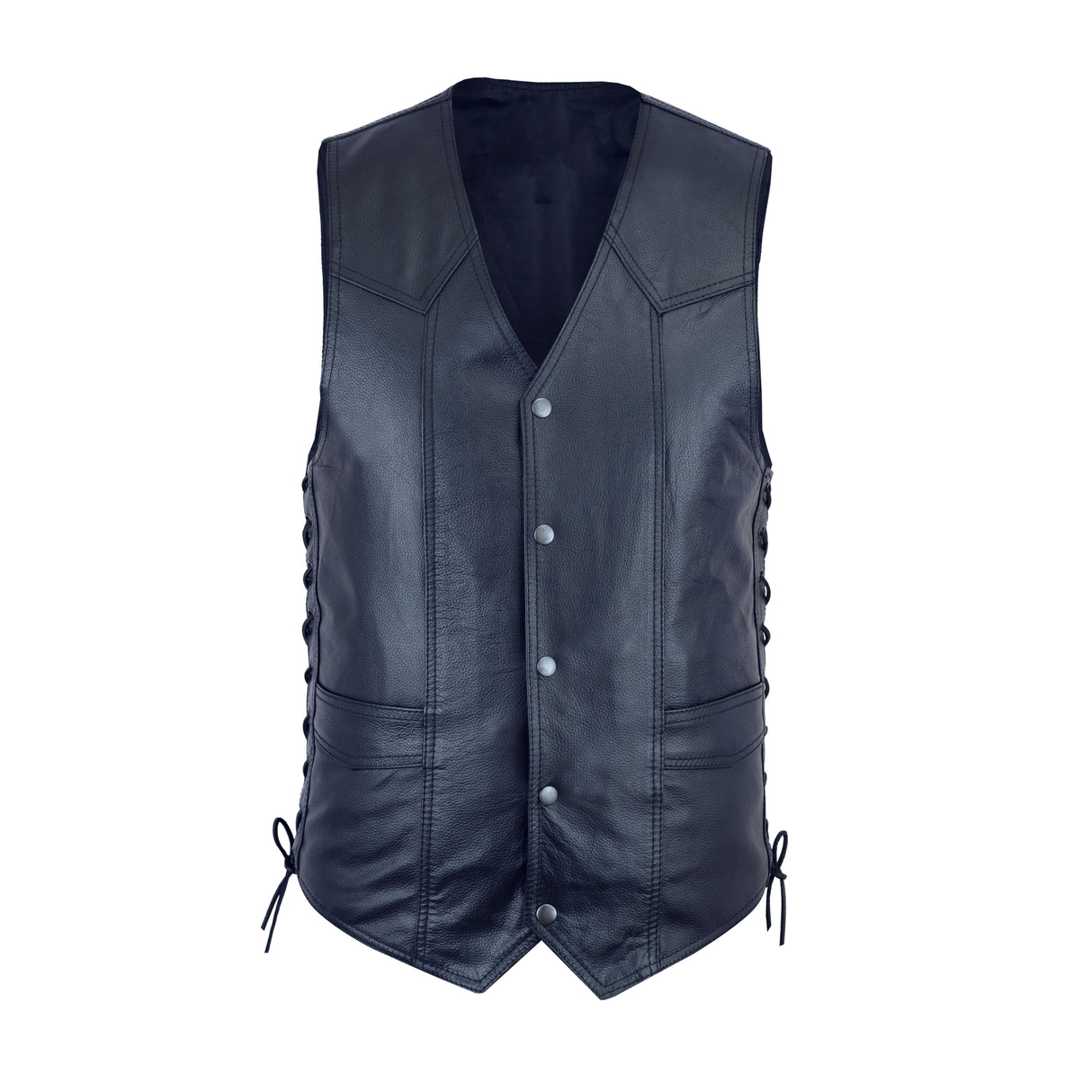 Men's Knight Dark Blue Side Lace Club Color Gun Leather Vest.