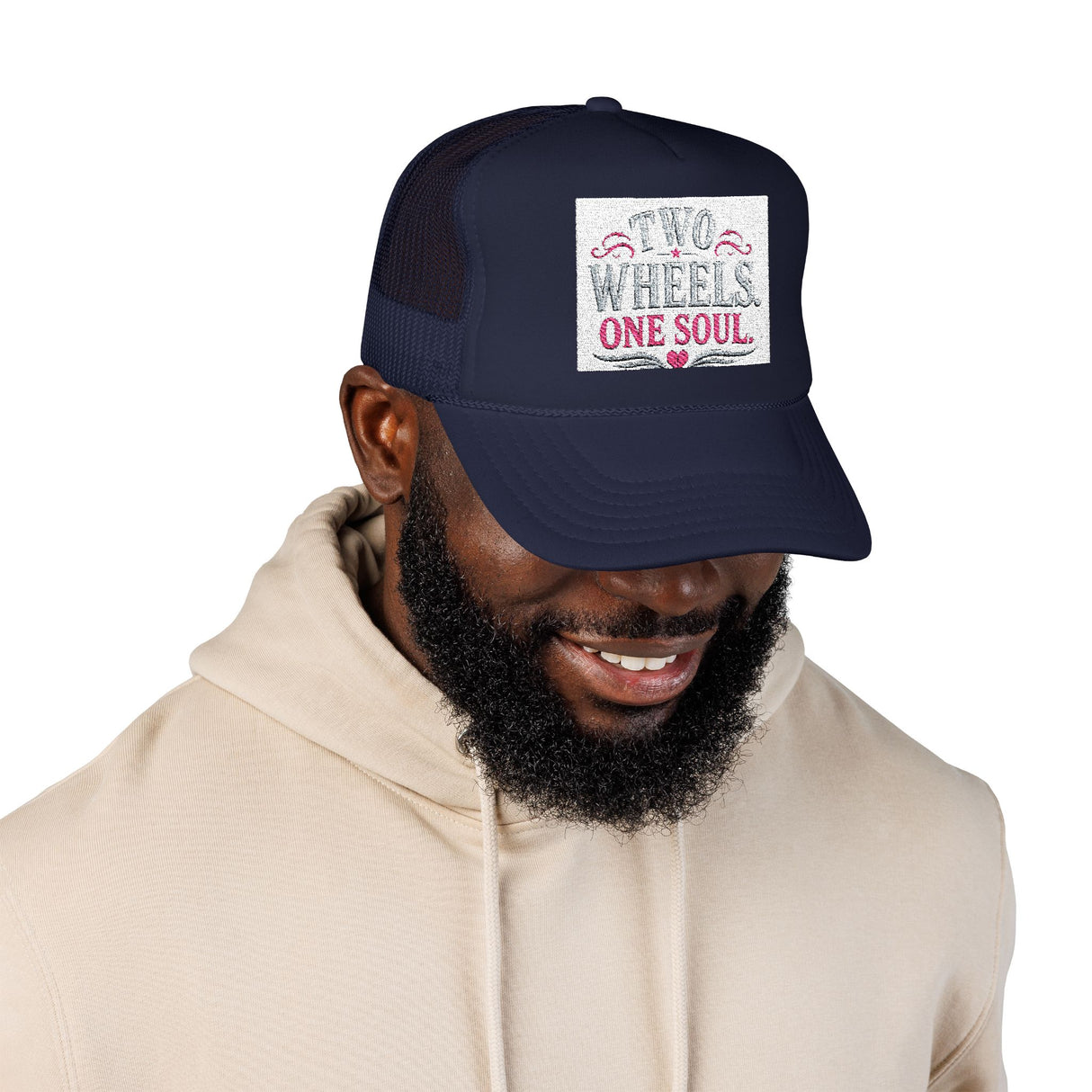 Trucker Hat – Two Wheels One Soul Motorcycle Foam Cap Printify