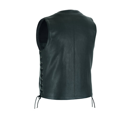 Men Motorcycle Covington Gun Pocket, Side Lace Leather Vest