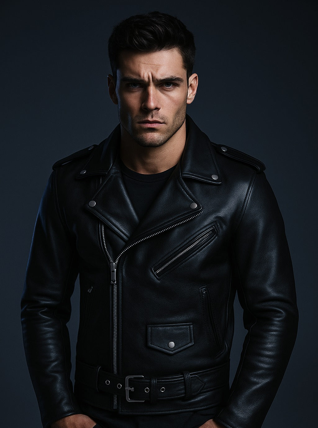 Classic MC Leather Jacket with Plain sides