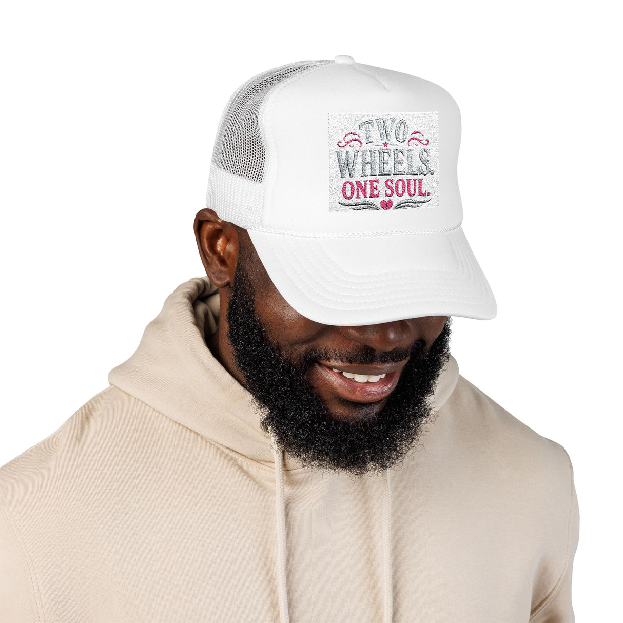 Trucker Hat – Two Wheels One Soul Motorcycle Foam Cap Printify